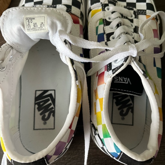 Vans Old Skool Rainbow Black White Checkerboard Checkered Shoes Size 6 - Picture 7 of 14